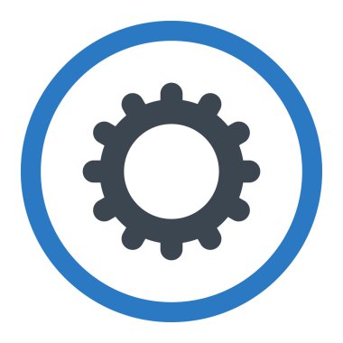 Gear flat smooth blue colors rounded vector icon