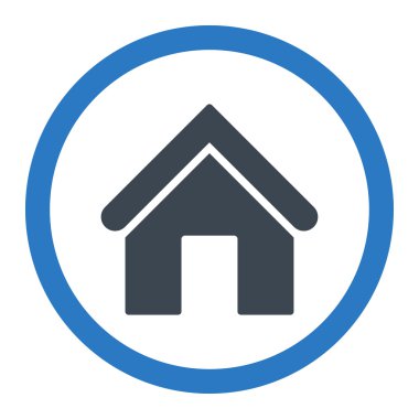 Ev düz düz mavi renkler yuvarlak vektör simgesi