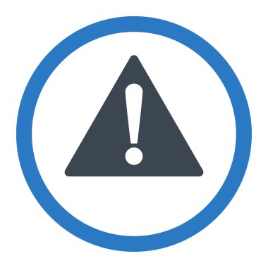 Warning flat smooth blue colors rounded vector icon