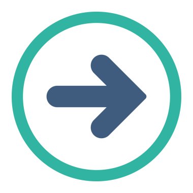Arrow Right flat cobalt and cyan colors rounded vector icon