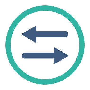 Düz kobalt ve cyan renklerini değiştirin yuvarlak vektör simgesi