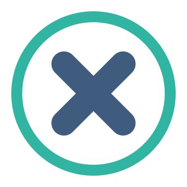 Cancel flat cobalt and cyan colors rounded vector icon
