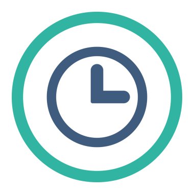 Saat düz kobalt ve cyan renkleri yuvarlanmış vektör simgesi