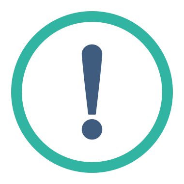 Exclamation Sign flat cobalt and cyan colors rounded vector icon