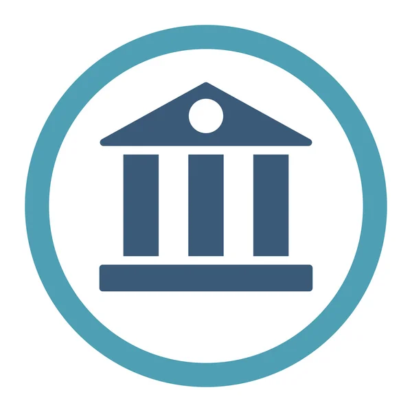 Bank flat cyan and blue colors rounded vector icon — Stok Vektör