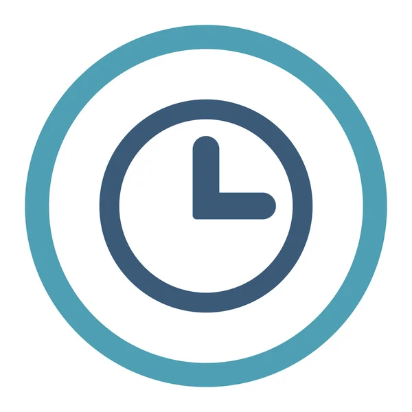 Reloj plano cian y azul colores redondeados vector icono — Vector de stock