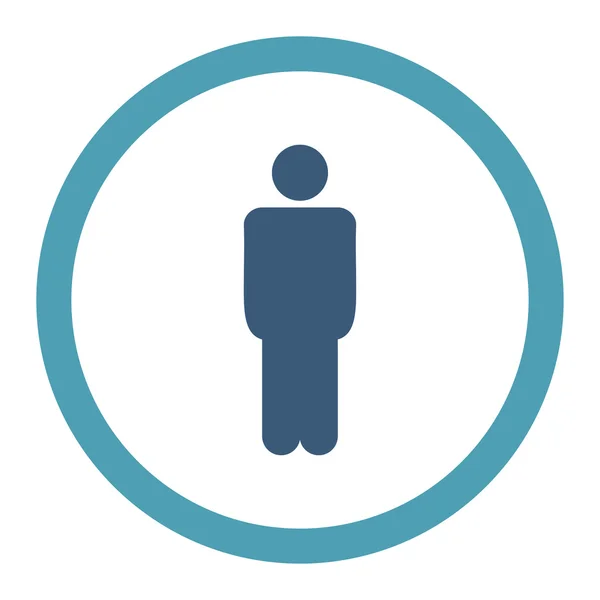 Hombre plana cian y azul colores redondeados icono de vector — Vector de stock