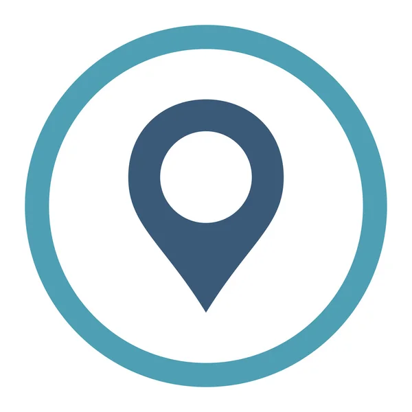 Mapa Marcador plano cian y azul colores redondeados vector icono — Vector de stock