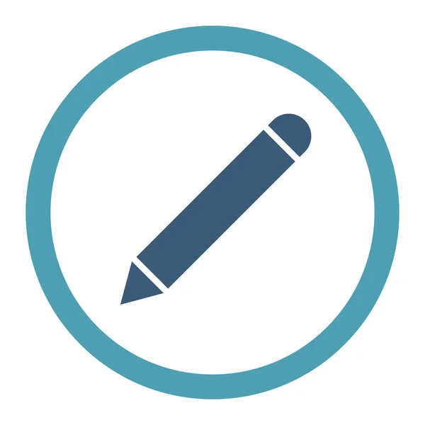 Ołówek płaski cyjan i niebieskie kolory zaokrąglone wektor ikona — Wektor stockowy