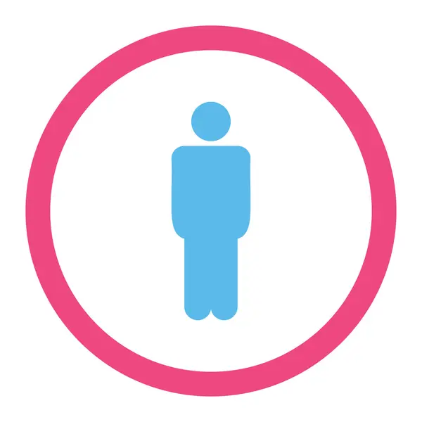 Uomo piatto rosa e blu colori arrotondato icona vettoriale — Vettoriale Stock