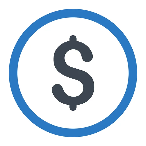 Dollar flat smooth blue colors rounded vector icon — ストックベクタ