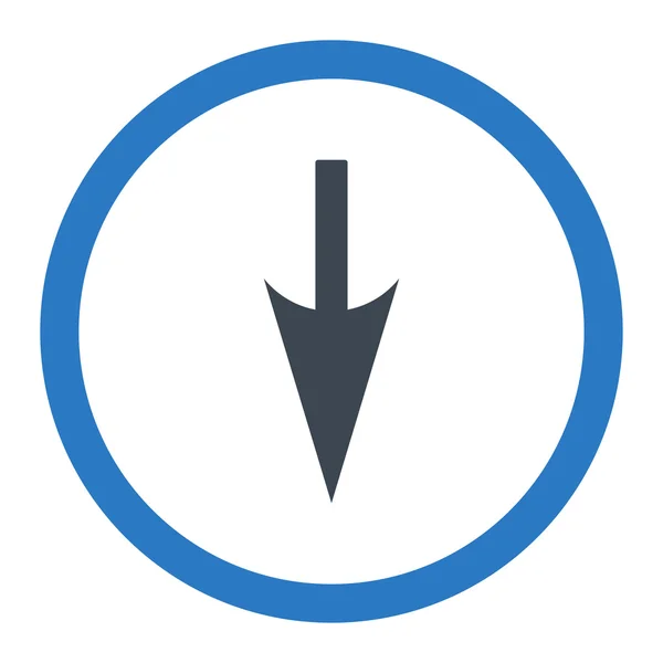 Seta para baixo Sharp plana cores azuis arredondadas ícone vetor — Vetor de Stock