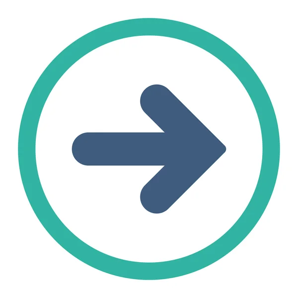 Arrow Right flat cobalt and cyan colors rounded vector icon — Διανυσματικό Αρχείο