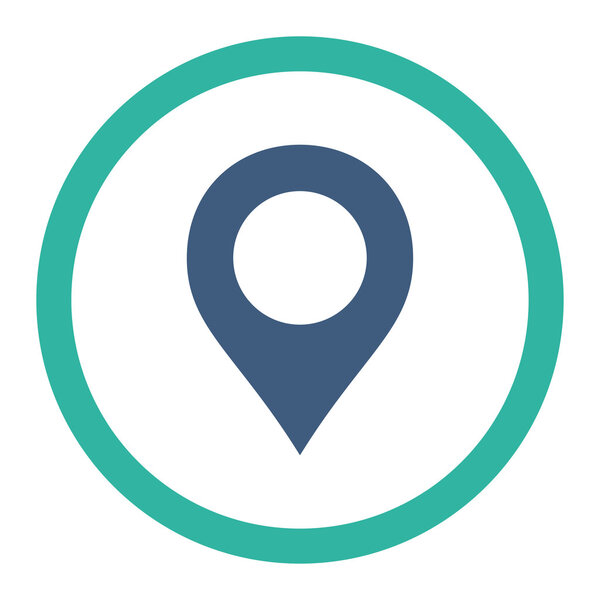 Маркер плоского кобальта и голубого цвета с округлым векторным значком
