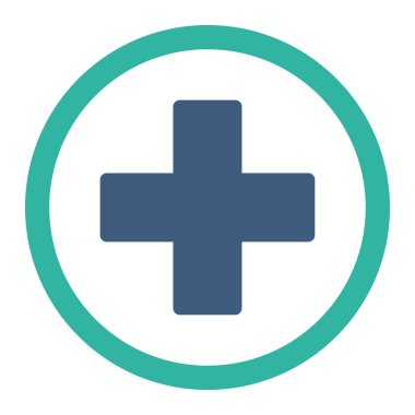 Plus flat cobalt and cyan colors rounded vector icon