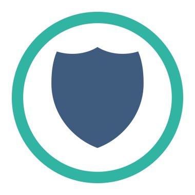 Kalkan düz kobalt ve cyan renkleri yuvarlanmış vektör simgesi