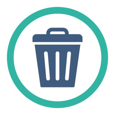 Çöp Kutusu düz kobalt ve cyan renkleri yuvarlanmış vektör simgesi