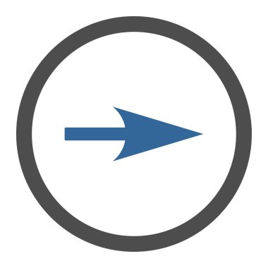 Ok Ekseni X düz kobalt ve gri renkler yuvarlak vektör simgesi