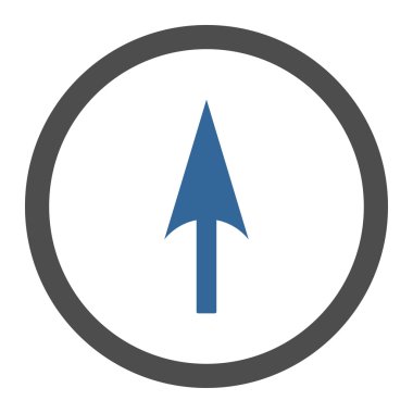 Ok Ekseni Y düz kobalt ve gri renkler yuvarlak vektör simgesi