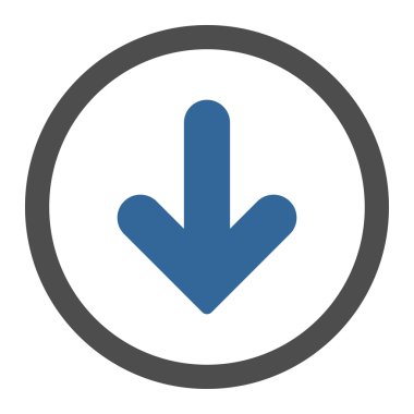 Ok Aşağı düz kobalt ve gri renkler yuvarlanmış vektör simgesi