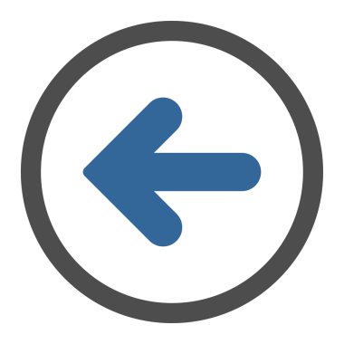 Sol düz kobalt ve gri renkli yuvarlak vektör simgesi