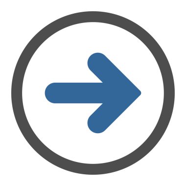 Arrow Right flat cobalt and gray colors rounded vector icon