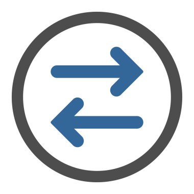 Yatay düz kobalt ve gri renkli yuvarlak vektör simgesini çevir