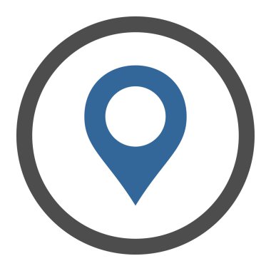 Map Marker flat cobalt and gray colors rounded vector icon