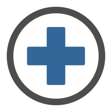 Plus flat cobalt and gray colors rounded vector icon