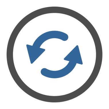 Ccw düz kobalt ve gri renkli yuvarlak vektör simgesini tazele