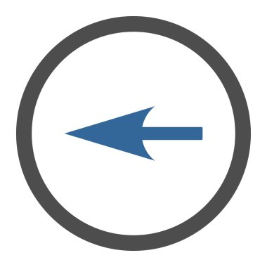 Sharp Left Arrow flat cobalt and gray colors rounded vector icon