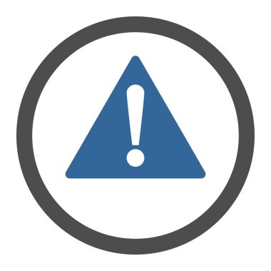 Warning flat cobalt and gray colors rounded vector icon