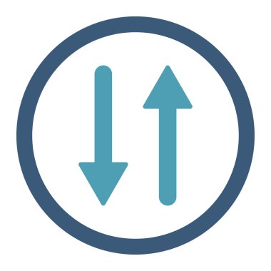 Arrows Exchange Vertical flat cyan and blue colors rounded vector icon