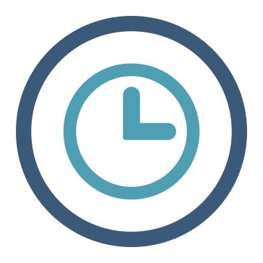 Clock flat cyan and blue colors rounded vector icon