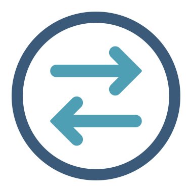 Yatay düz kenarlı ve mavi renkli yuvarlak vektör simgesini çevir