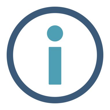 Bilgi düz cyan ve mavi renkler yuvarlak vektör simgesi