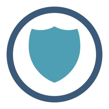 Shield flat cyan and blue colors rounded vector icon