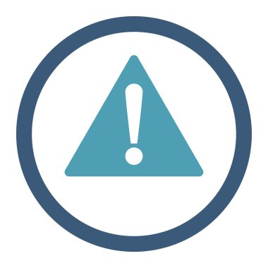 Warning flat cyan and blue colors rounded vector icon