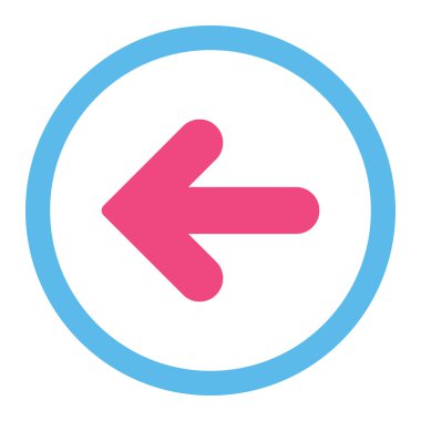 Arrow Left flat pink and blue colors rounded vector icon