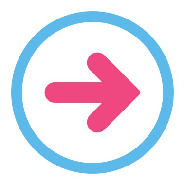 Arrow Right flat pink and blue colors rounded vector icon
