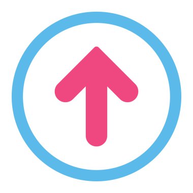 Arrow Up flat pink and blue colors rounded vector icon