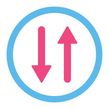 Arrows Exchange Vertical flat pink and blue colors rounded vector icon