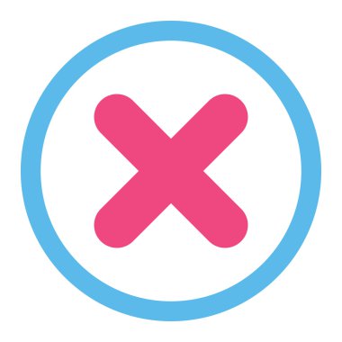 Cancel flat pink and blue colors rounded vector icon