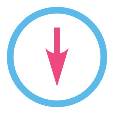 Sharp Down Arrow flat pink and blue colors rounded vector icon
