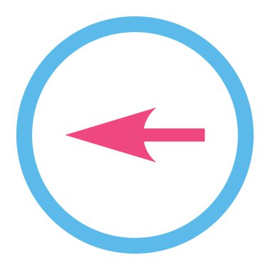 Sharp Left Arrow flat pink and blue colors rounded vector icon