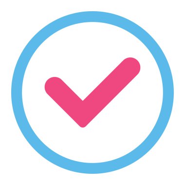 Yes flat pink and blue colors rounded vector icon
