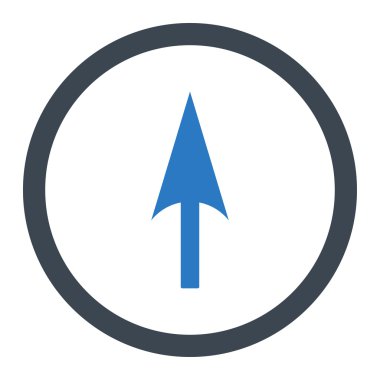 Ok Ekseni Y düz mavi renkler yuvarlak vektör simgesi