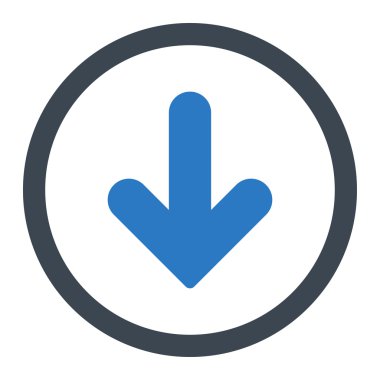 Arrow Down flat smooth blue colors rounded vector icon
