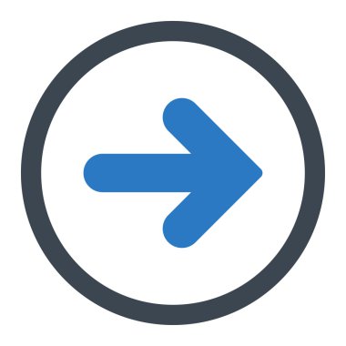 Arrow Right flat smooth blue colors rounded vector icon