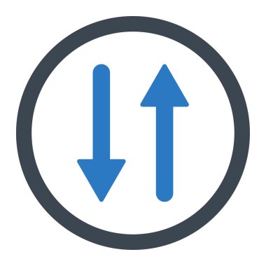 Arrows Exchange Vertical flat smooth blue colors rounded vector icon